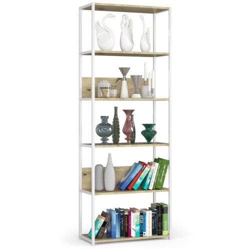 AKORD Loft 700 Fém Polcos Állvány Fehér/Artisan Tölgy