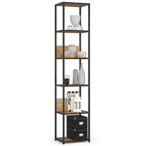 AKORD Loft 400 Fém Polcos Állvány Fekete/Tölgy Craft