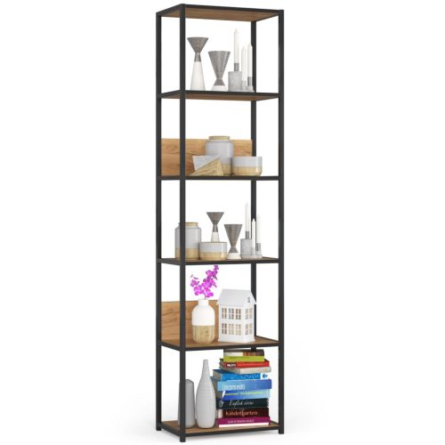 AKORD Loft 500 Fém Polcos Állvány Fekete/Tölgy Craft