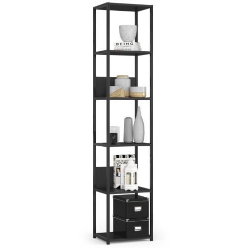AKORD Loft Fém Polcos Állvány Fekete 6-szintes