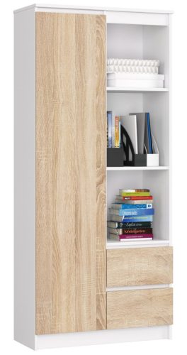 AKORD CLP R11 Irodai Könyvespolc Fehér-Sonoma Tölgy 80 cm Laminált