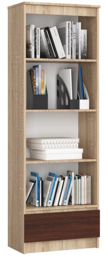 AKORD CLP Sonoma Tölgy/Wenge Könyvespolc Fiókkal
