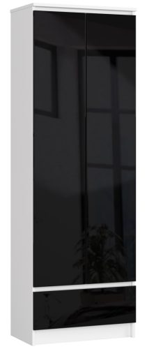 AKORD CLP Irodai Szekrény Magasfényű Fehér-Fekete 60cm