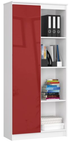 AKORD CLP Irodai Szekrény 80 MDF Fehér-Piros Magasfényű