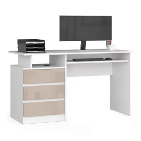   AKORD CLP 135 Modern Íróasztal Fehér-Cappuccino Magasfényű