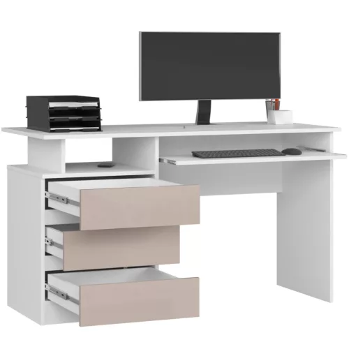 AKORD CLP 135 Modern Íróasztal Fehér-Cappuccino Magasfényű