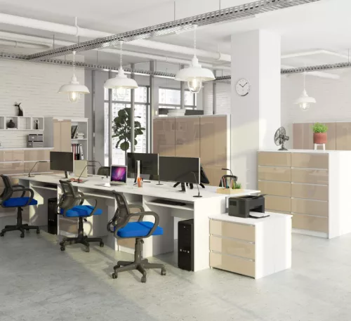 AKORD CLP 135 Modern Íróasztal Fehér-Cappuccino Magasfényű