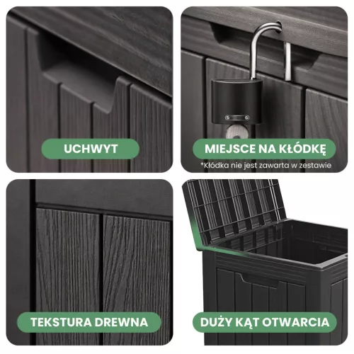 AKORD Furniture Factory Kerti Tároló Láda 113L Polipropylen Fekete Vízálló