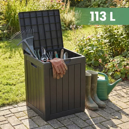AKORD Furniture Factory Kerti Tároló Láda 113L Polipropylen Fekete Vízálló