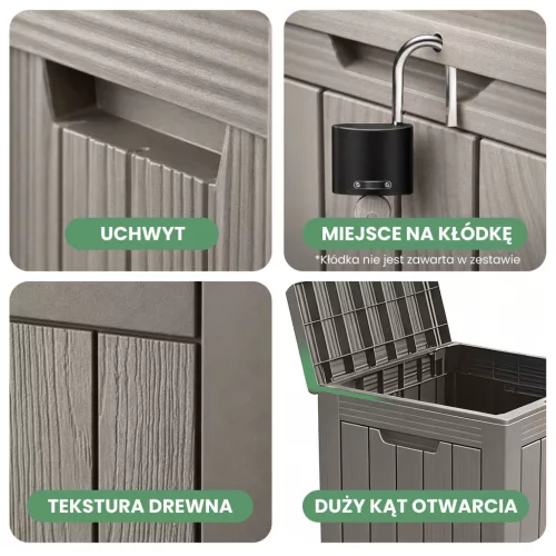 AKORD Furniture Factory Kerti tároló láda 113 l polipropylen szürke UV-szűrős