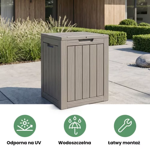 AKORD Furniture Factory Kerti tároló láda 113 l polipropylen szürke UV-szűrős