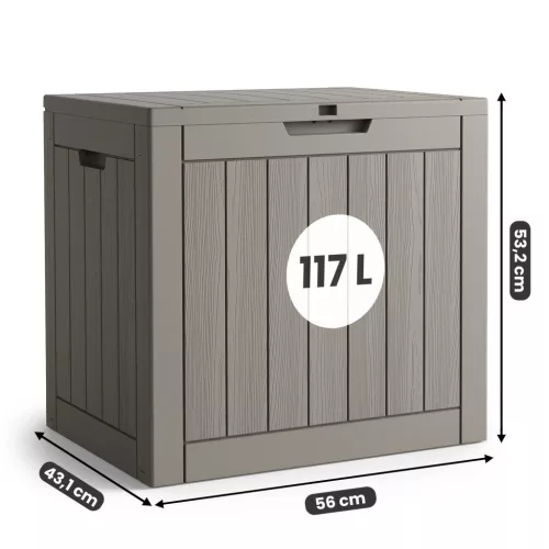 AKORD Furniture Factory Vízálló Kerti Tároló Láda 117 L Polipropylen Szürke UV Szűrős