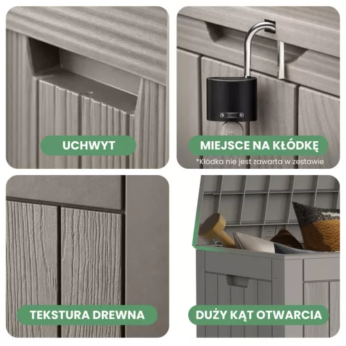 AKORD Furniture Factory Vízálló Kerti Tároló Láda 117 L Polipropylen Szürke UV Szűrős
