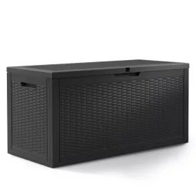   AKORD Furniture Factory 340L kerti tároló láda vízálló polipropilén fekete rattan mintázattal