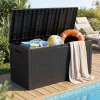 AKORD Furniture Factory 340L kerti tároló láda vízálló polipropilén fekete rattan mintázattal
