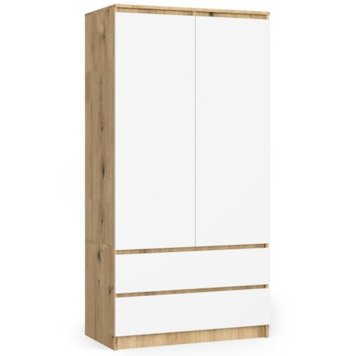 AKORD CLP Artisan Ruhásszekrény Laminált Tölgy-Fehér 2 Ajtós