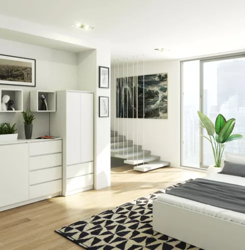 AKORD Star S60 Laminált Ruhásszekrény 2 Ajtós 2 Fiókos Fehér