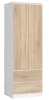 AKORD Star Kétajtós Ruhásszekrény Laminált Fehér-Sonoma 60cm