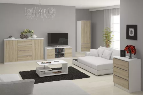 AKORD Star Kétajtós Ruhásszekrény Laminált Fehér-Sonoma 60cm