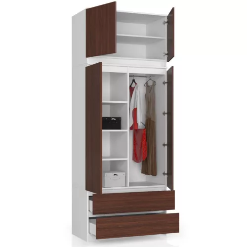 AKORD CLP Szekrény Rátét Laminált Fehér-Wenge 90cm