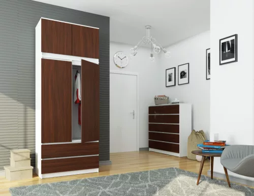 AKORD CLP Szekrény Rátét Laminált Fehér-Wenge 90cm