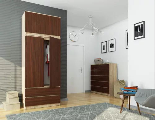 AKORD CLP Szekrény Rátét Sonoma Tölgy Wenge 90cm