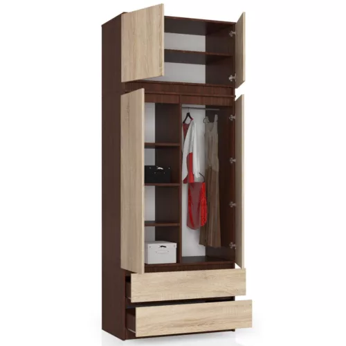AKORD CLP Szekrény Rátét Wenge-Sonoma Tölgy 90 cm Laminált