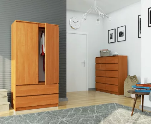 AKORD CLP Kétajtós Ruhásszekrény Éger Laminált 90cm