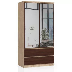Szekrény S90 2a 2f 2 Tükör Clp Sonoma / Wenge
