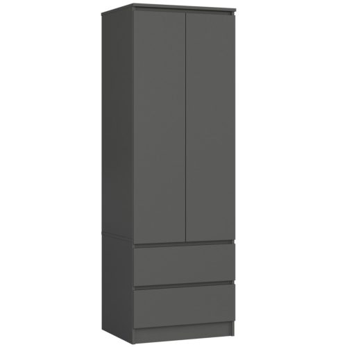 AKORD Star S60 Laminált Ruhásszekrény Grafit Szürke 2 Ajtós 2 Fiókos