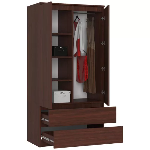 AKORD CLP Kétajtós Ruhásszekrény Laminált Wenge 90cm