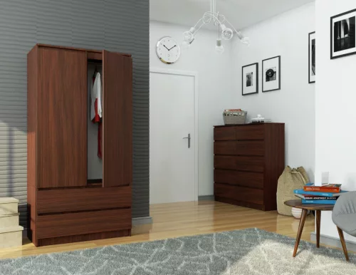 AKORD CLP Kétajtós Ruhásszekrény Laminált Wenge 90cm