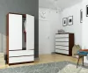 AKORD Modern 90 Kétajtós Ruhásszekrény Wenge-Fehér Laminált Fiókokkal