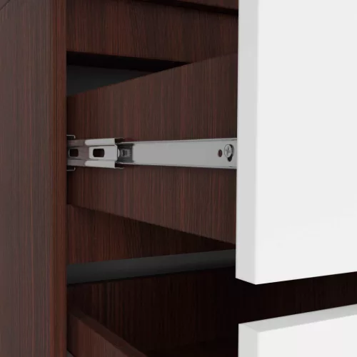 AKORD Modern 90 Kétajtós Ruhásszekrény Wenge-Fehér Laminált Fiókokkal