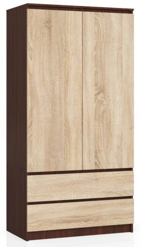 AKORD Modern Kétajtós Ruhásszekrény Sonoma Tölgy Wenge Laminált