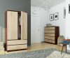 AKORD Modern Kétajtós Ruhásszekrény Sonoma Tölgy Wenge Laminált
