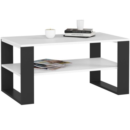 AKORD Alex Dohányzóasztal Laminált Fehér-Fekete Modern