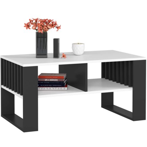 AKORD Rockford Modern Dohányzóasztal Laminált Fehér-Fekete