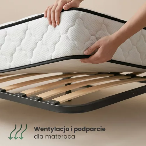 AKORD Furniture Factory fém ágyrács emelőmechanizmussal 28 léccel osztott 140x200 cm fekete