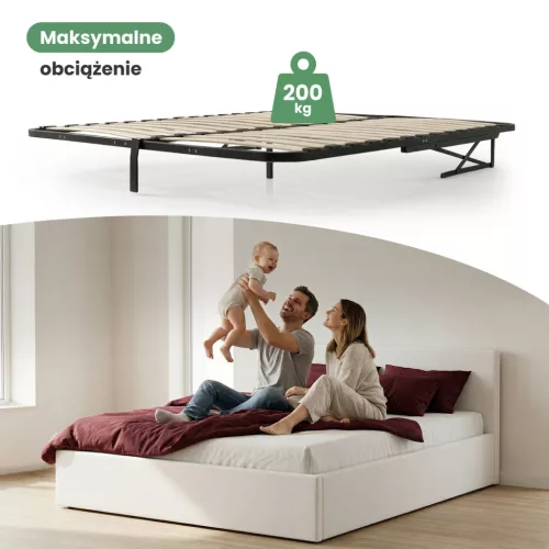 AKORD Furniture Factory fém ágyrács emelőmechanizmussal 28 léccel osztott 140x200 cm fekete