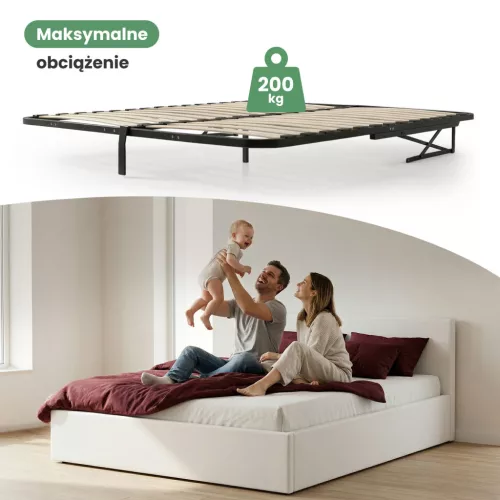 AKORD Furniture Factory fém ágyrács emelőmechanizmussal 28 léccel osztott 160x200 cm fekete