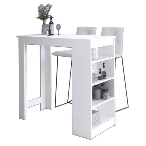 AKORD CLP Bárasztal Fehér Matt 115cm Tárolópolcokkal