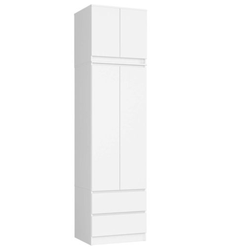 AKORD Star K60 Magasított Ruhásszekrény Laminált Fehér