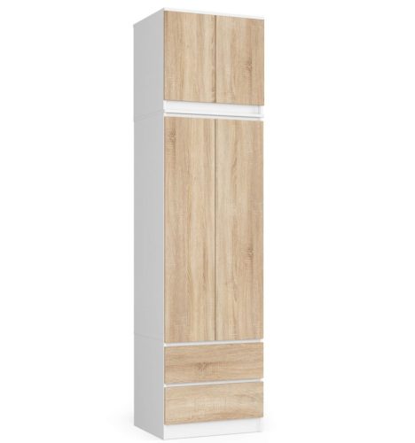 AKORD Star S60 Magasított Ruhásszekrény Laminált Fehér-Sonoma Tölgy