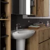 AKORD VAMI W90 Fali Fürdőszobai Mosdószekrény Artisan Tölgy-Grafit Szürke