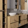 AKORD VAMI W90 Fali Fürdőszobai Mosdószekrény Artisan Tölgy-Grafit Szürke