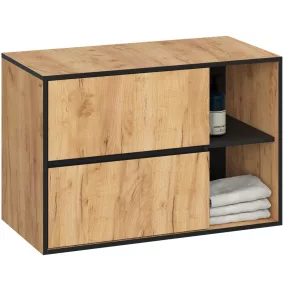   VAMI W90 Mosdó Alatti Fürdőszobaszekrény Craft Tölgy/Fekete 2 Fiókos
