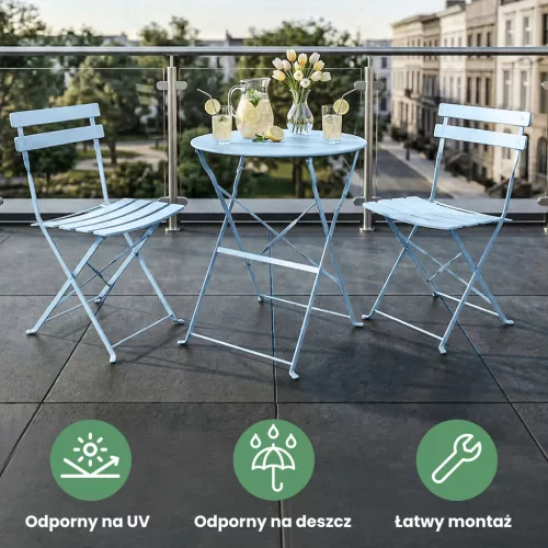Fancy Garden Orion Fém Kerti Bútor Szett Kék Összecsukható