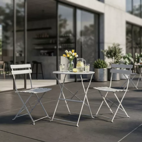 Fancy Garden Orion Fém Erkélybútor Szett Szürke Összecsukható