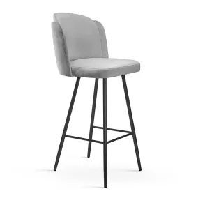   Beetle Twist Forgó Bárszék Szürke Bársony Fekete Láb 60cm